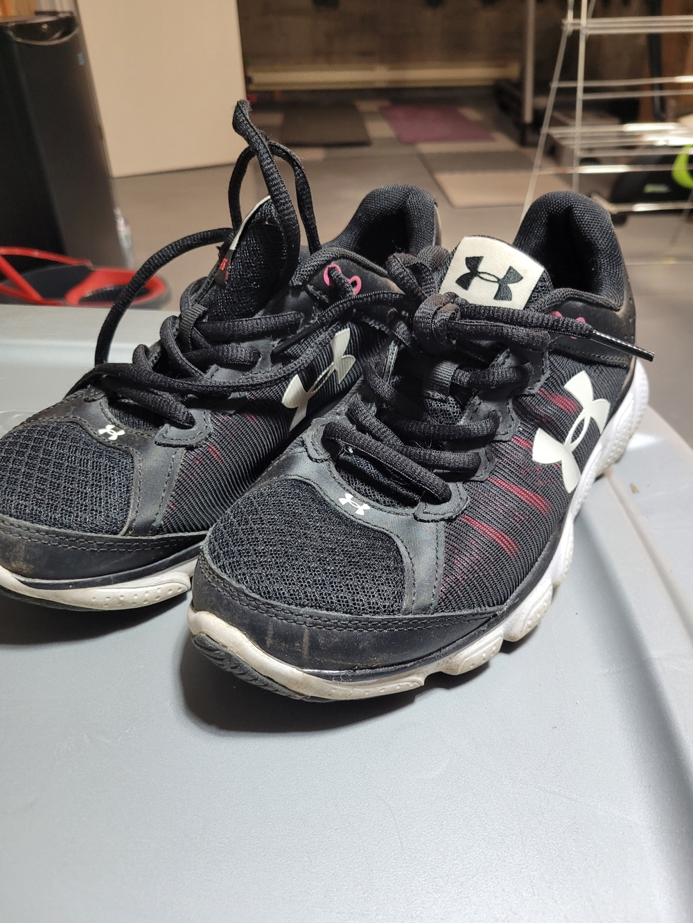 Under Armour Black Mesh Running Sneakers with White Accents